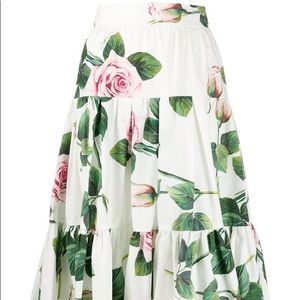 Tropical Rose print Circle Longuette Skirt